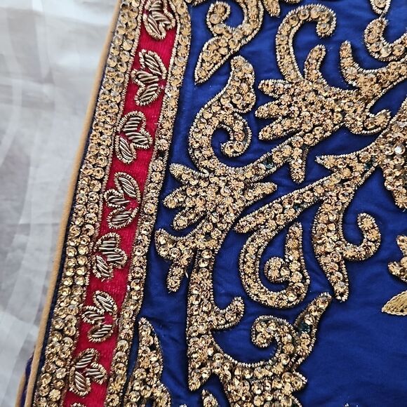 Indian Ladies Straight Kurta Dress With Long Sleeves Size Medium/Small Royal Blu - Picture 15 of 16